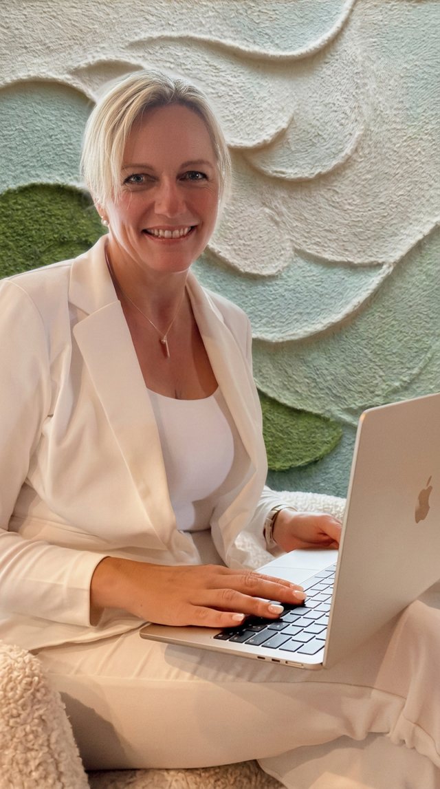Olga Reyes-Busch arbeitet am Laptop
